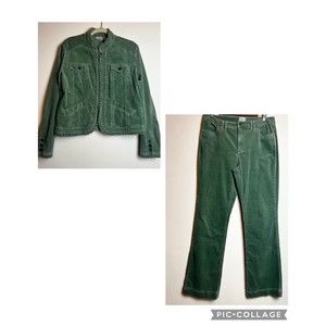 Chico’s Vintage Green Corduroy Jacket & Flare Pants Suit Sz M / 8 / Chico’s 1